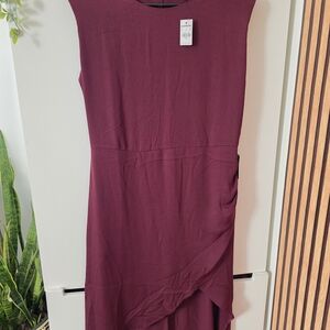 Express Asymmetrical Wine Dress